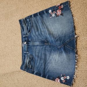 Embroidered Express Denim Mini Skirt Size 4